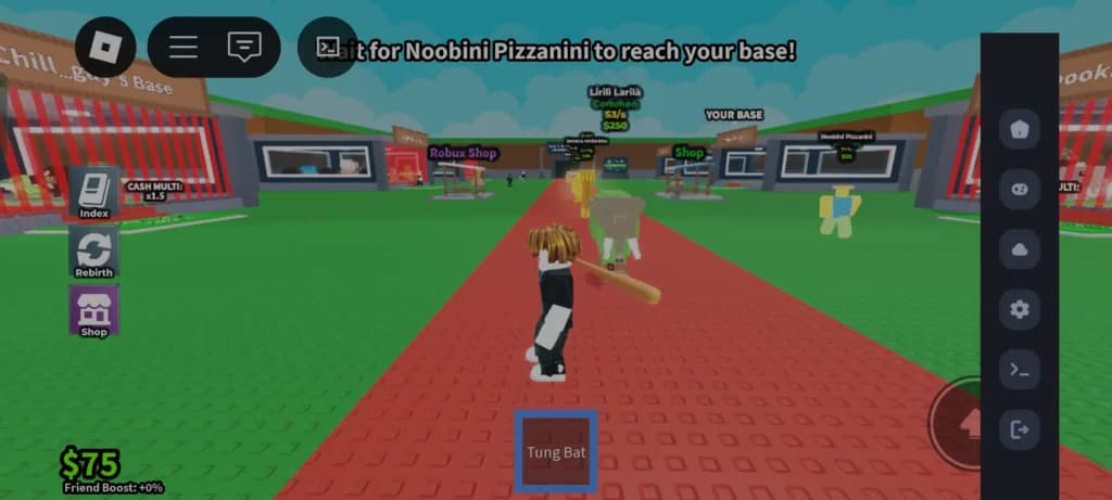 Steal a Brainrot gameplay screenshot showing a player stealing brainrot.